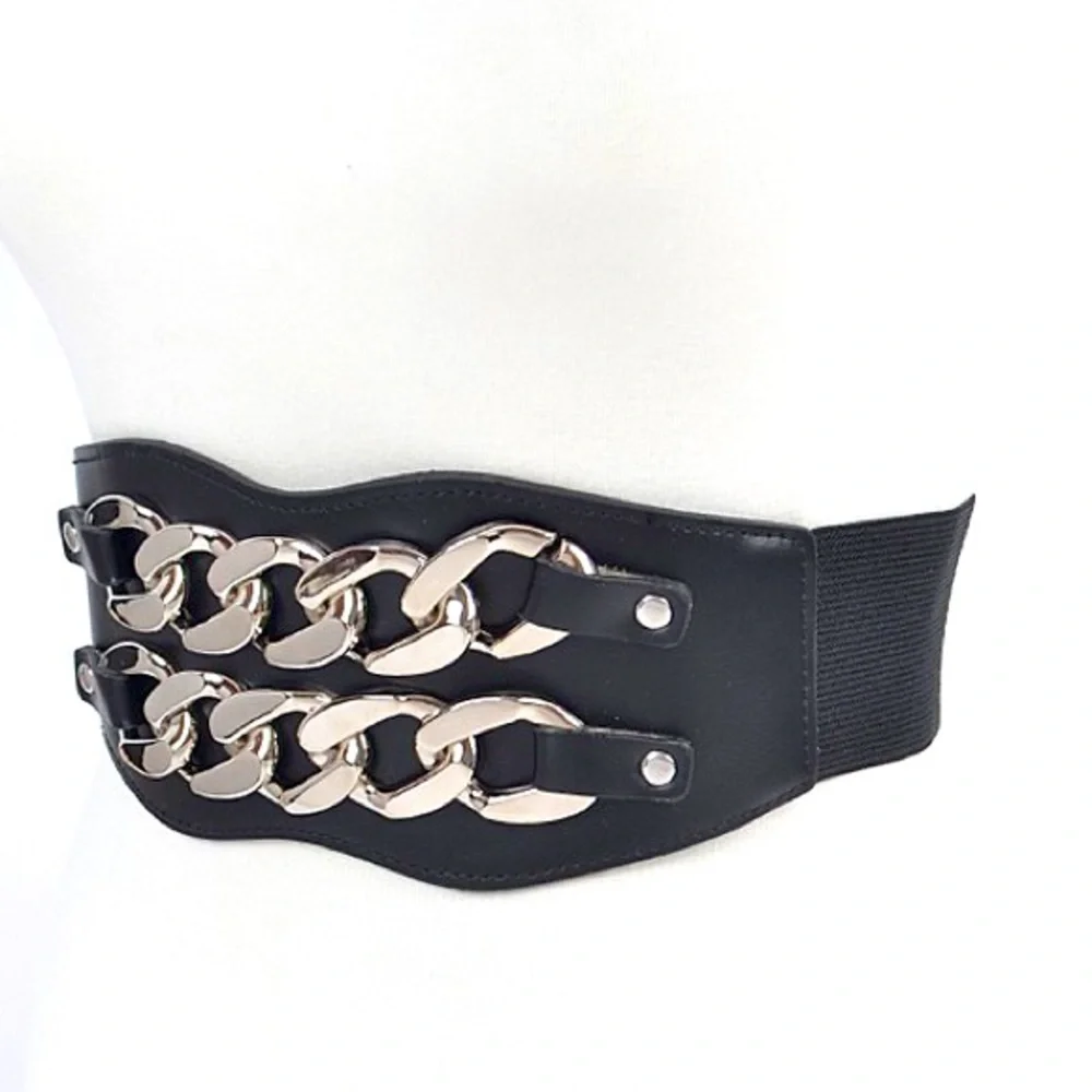 Camel Wide Waist Leather Harness Corset Statement Belt